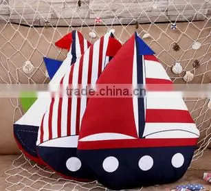 Latest Design Fancy Sailing Boat Cotton Fabric Cushion Handicraft Particular Pillow Made in China photo-2