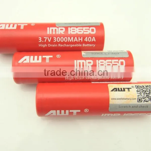 Shenzhen Supplier cj 18650 Battery AWT 18650 3000mAh 40A Ecig Mod Vape Box Mod cj 18650 Battery photo-4