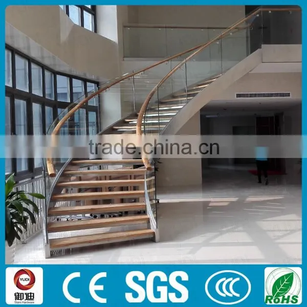 Office Building Commercial Wood Staircase Stainless Steel Framed photo-6