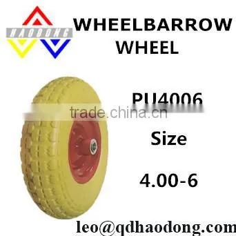 4.00-6 Steel Rim Wheelbarrow PU Wheels