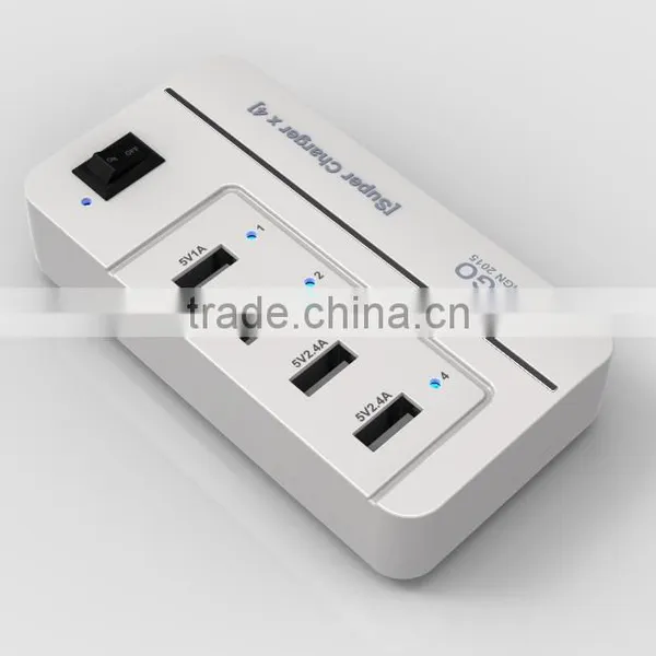 30W 5V6A 4 Ports High Speed Desktop for Smartphones, Tablets and Many Other Devices USB Wall Charger With Power IQ Technology photo-2