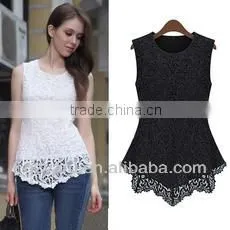 Summer wear new chiffon hollow out hook flower bud silk skirt sleeveless clothes