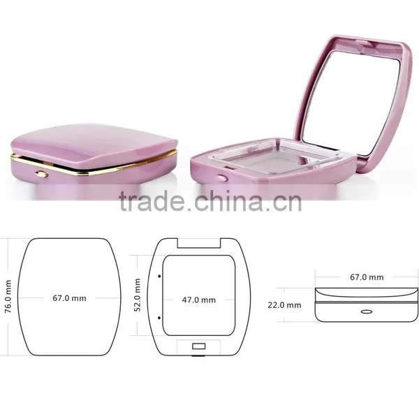 Cosmetic Rectangular Purple Pressed Powder Case With Mirror photo-3