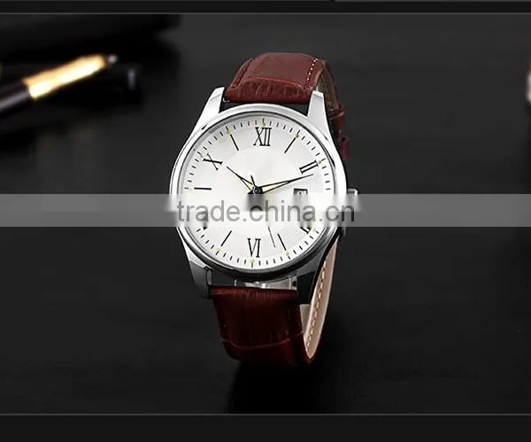 High Class Bule Dial Alloy Case Genuine Leather Band With Night View Men Fashion Watches photo-2