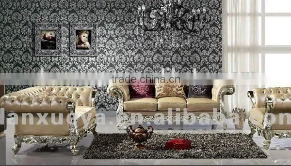 Most Elegant Leather Sofa Wood Carved Genuine Leather Sofa