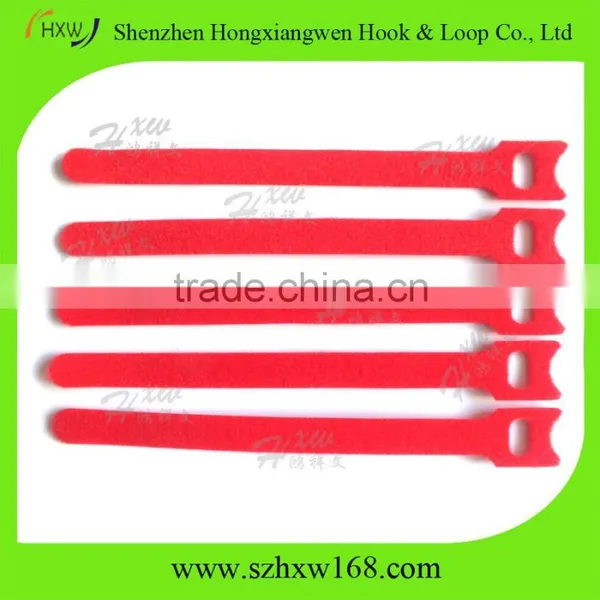 Custom Hook and Loop Strap Adjustable Cable Ties Red Color photo-4