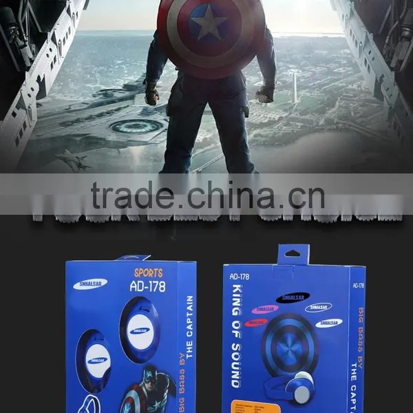 Captain America Headphone, Wired Headset