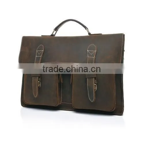 Crazy Horse Genuine Leather Men Messenger Bags Leather Vintage Briefcases Mens Men Genuine Leather Briefcase photo-2