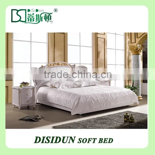 Hot Sale White Leather High Quality Double Bed Design