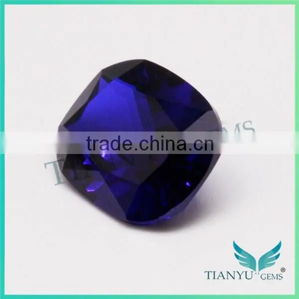 Artificial Gem Wholesale Loose Gemstones 35# Cushion Shape Deep Aquamarine Gemstone photo-3