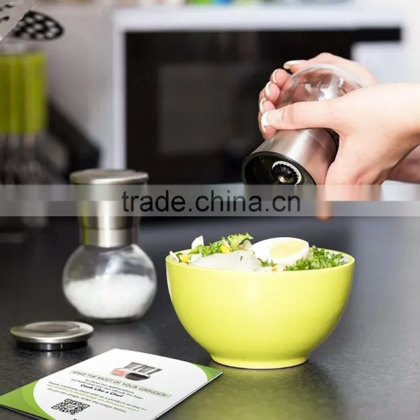 Manual Glass Spice Bottle Grinder/pepper and Salt Mill 6 Oz Glass Body and 5 Grade Adjustable Ceramic Rotor photo-2