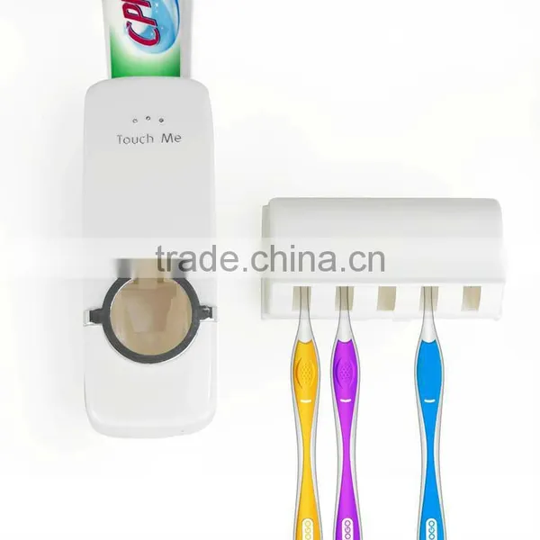 Bathroom Sets Toothpaste Dispenser Automatic Toothpaste Squeezer With 5 Toothbrush Holder Home Wall Mount photo-2
