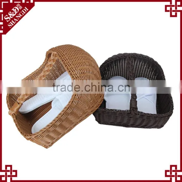 Factory Supply High Quality 100% Handmade Rattan Shoes Basket for Home and Hotel photo-5