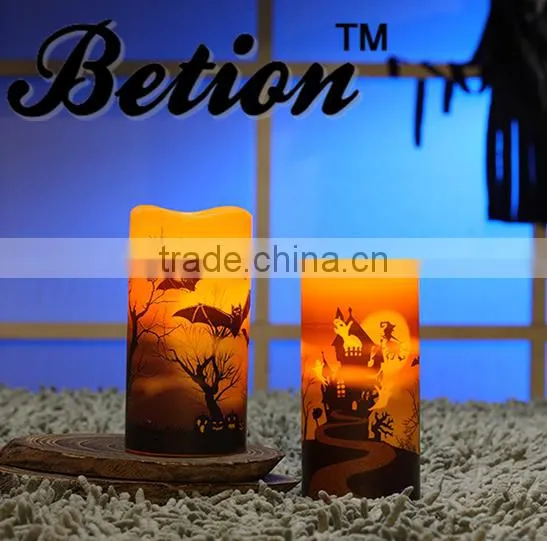 Flameless Candles Led Halloween Decorative Candles 3''x6'' Halloween Wax Candles Led Pillar Candles photo-3