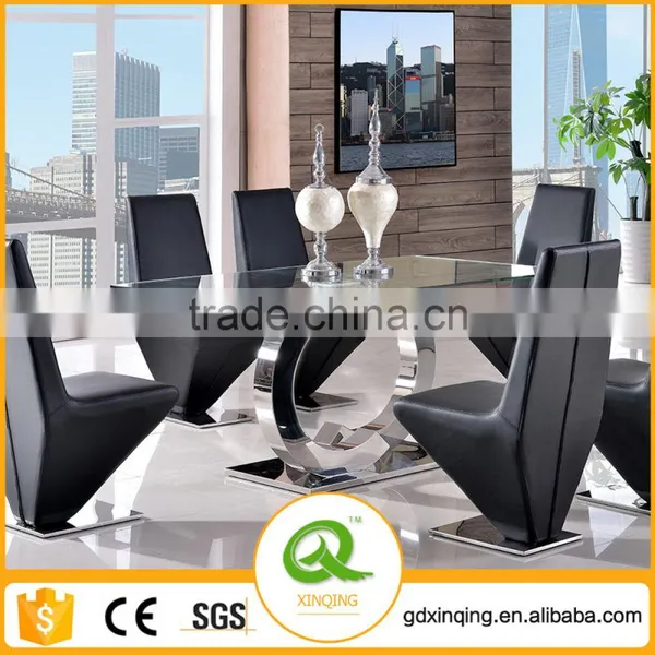TH286-1Modern Stainless Steel Dining Table Chair/Glass Table Dining Room Furniture Sets photo-3