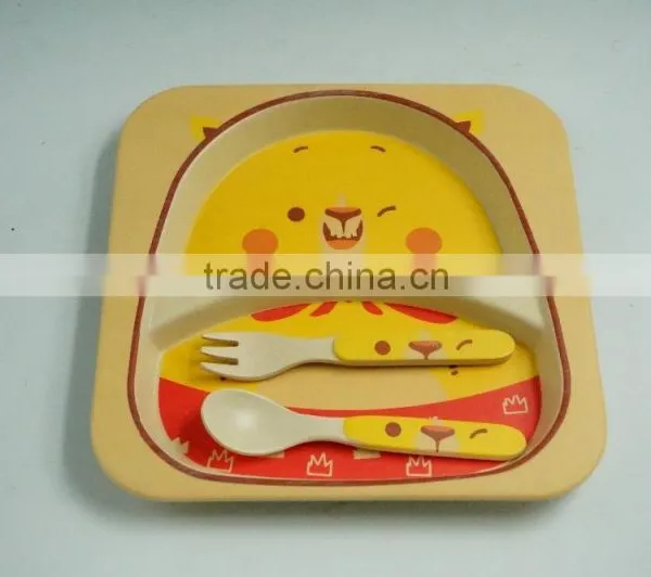 Green Best Selling Baby Bowl, Spoon Bowl Cup Bamboo Fiber Eco-friendly Baby Dinner Set photo-5