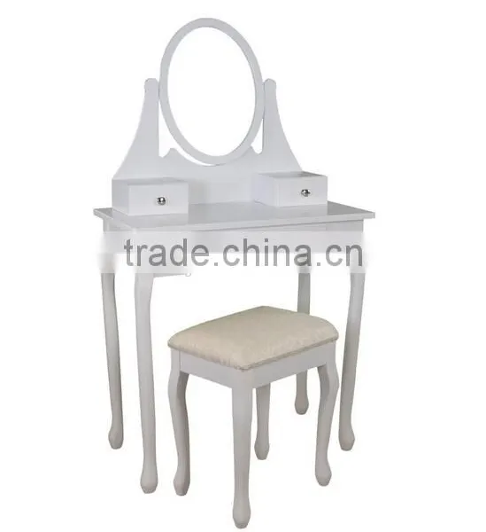 Make Up Table With Bench, Wooden Dressing Table With Mirror and Stool, Bedroom Wooden Furniture photo-4