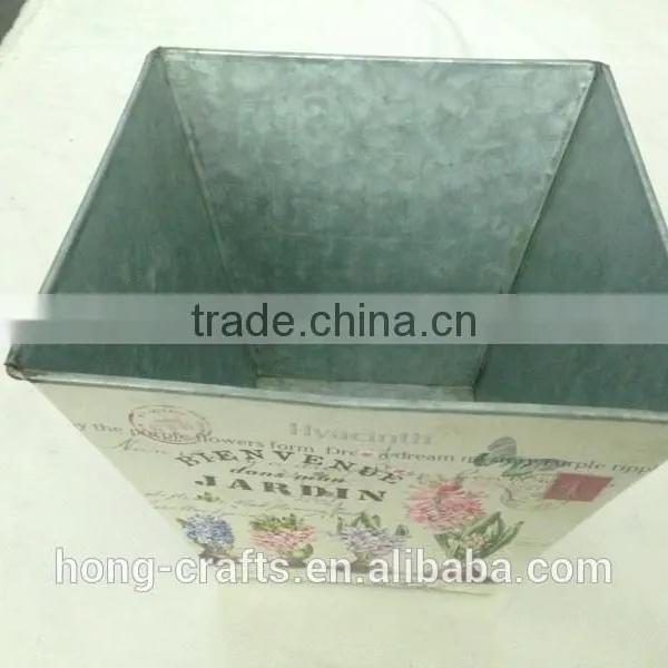 2016 Lavender Design Paper Decal Metal Square Flower Pot for Garden photo-4