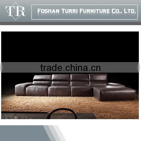 Italian Comfortable Brown Color Corner Leather Sofa photo-6