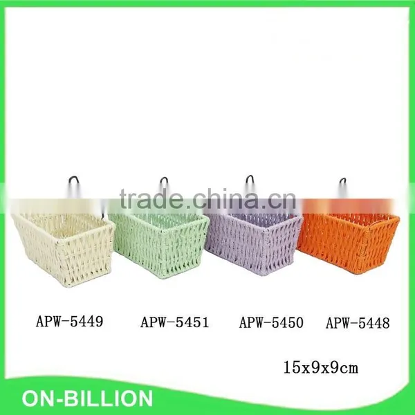 Fancy Colored Paper Rope Weaving Hanging Storage Baskets photo-2
