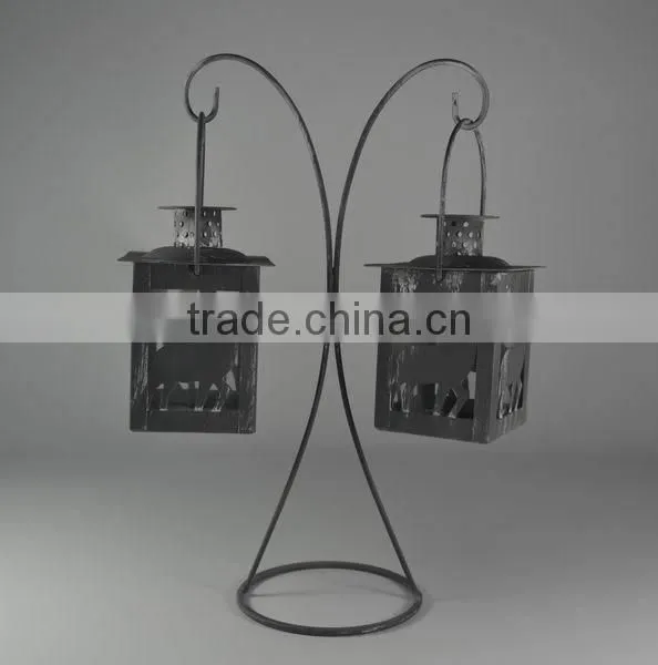 Metal Stand With Two Christmas Deer Lantern photo-4