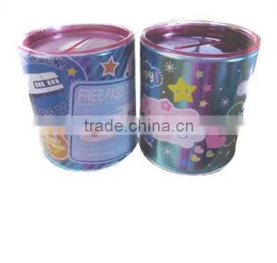 Hot Sale Round Coin Bank With PVC/PET Lid