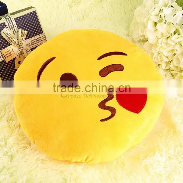 Pretty Soft Cute Emoji Smile Emoticon Pretty Round Cushion Pillow Stuffed Plush Toy photo-4