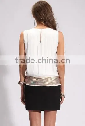 New Arrived Momen's Pleated White Sleeveless Tops photo-3