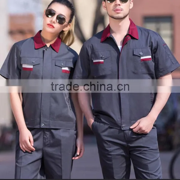 OEM 100% Workwear Uniforms Green Work Clothes Short Sleeves Customized Maker photo-4