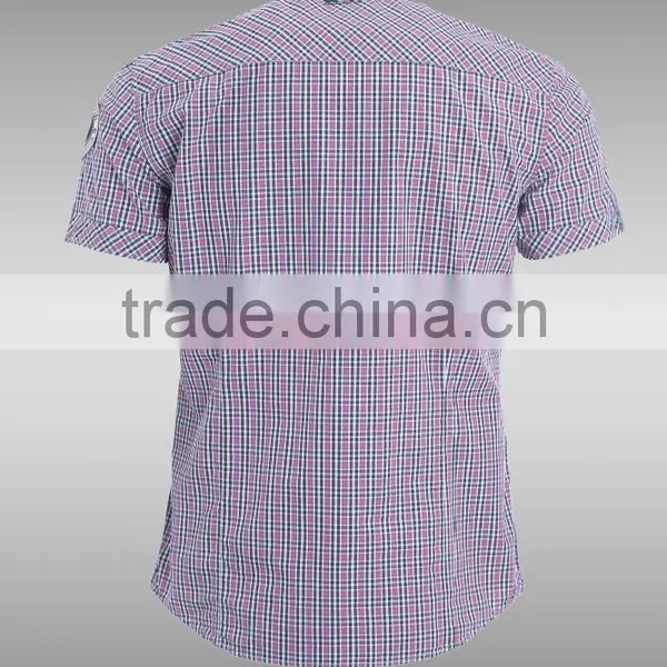 Fashion Short Sleeve Casual Design High Quality 100%Cotton Check Men Shirt photo-2