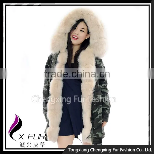 CX-G-P-03B Women Fashion Fur Jacket With Fur Inside Fur Collar Parka photo-6