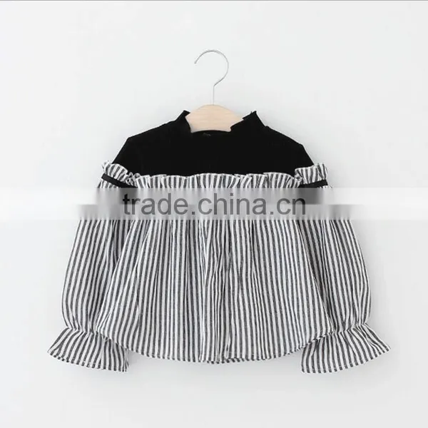 2-7 Years Wholesale 2017 New Style Girls Patchwork Shirt Cotton Long Sleeve Autumn Fashion Girls Blouses photo-3