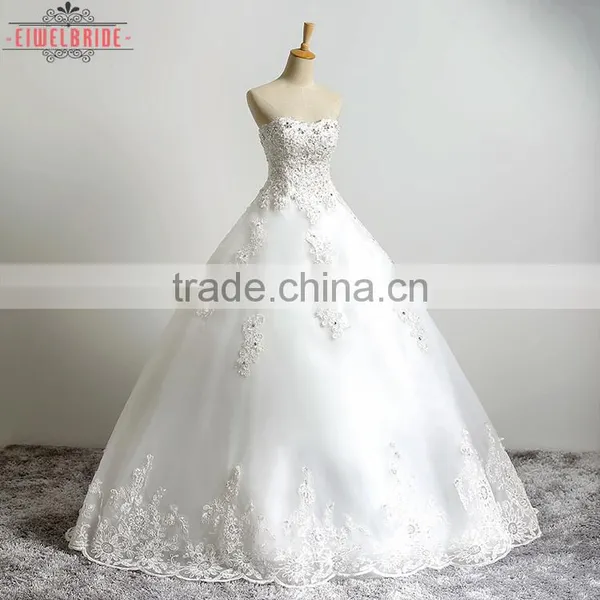 China OEM Supply Long Floor-length Ball Gown Beading Wedding Dress 2017 photo-4