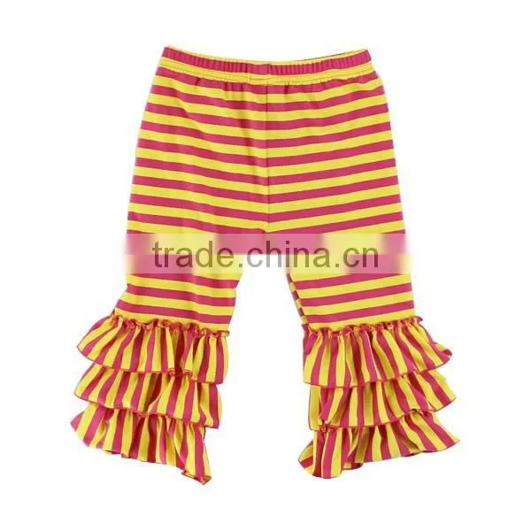 2017 Latest Style Cheap Tripple Ruffle Knit Cotton Baby Girls Wholesale Cotton Baby Pants With SGS Certificate photo-2