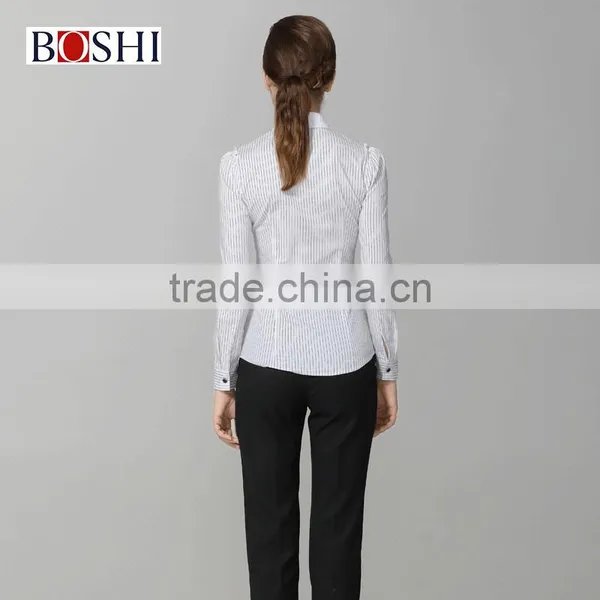 2015 Stylish Ladies Strip Long Cotton Shirts For Girls photo-3