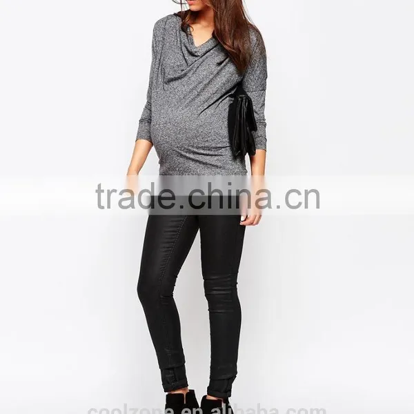 Latest Scoop Cowl Neck Longline Cut Women Tops Maternity Tops Wholesale photo-5