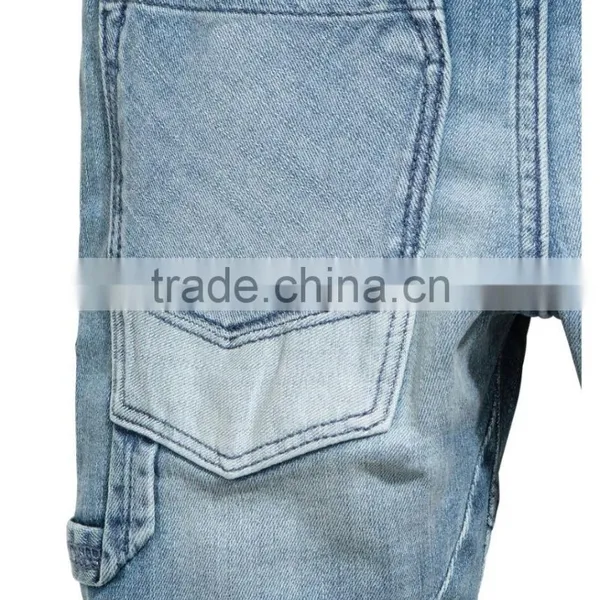 2017 New Summer Children Blue Washed Boys Tapered Knee-length Denim Cargo Shorts photo-5