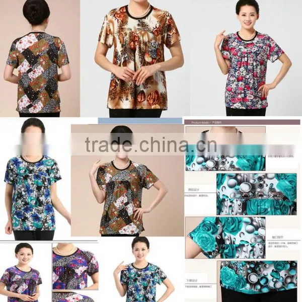 New 2017 Summer t Shirts Nice Flower Printing t Shirt Women Tops Plus Size Clothing photo-2