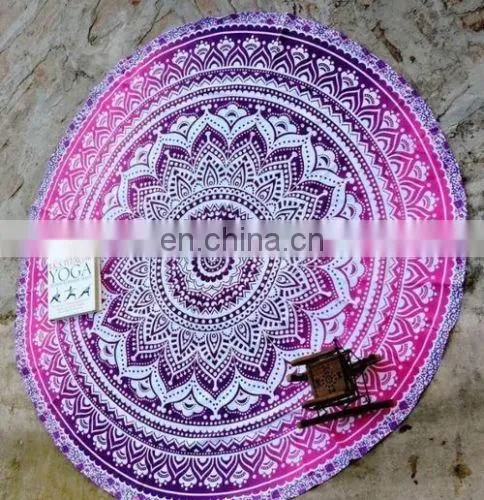 72" Indian Pink Ombre Hippie Mandala Round Bohemian Beach Throw Table Cover Wall Hanging Yoga Mat