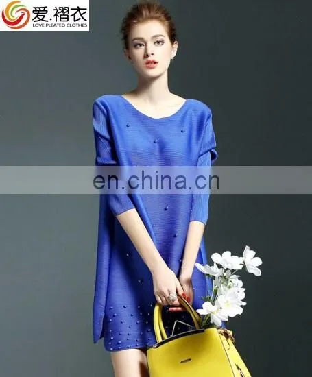 Popular American Style Loose Blue Beaded Blouse Girls Tops Wholesale