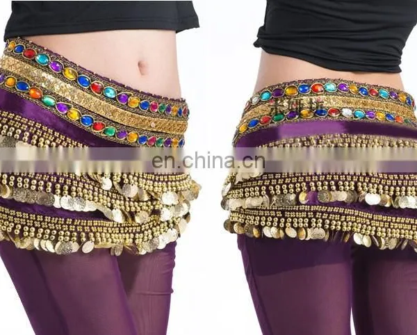 Indian Belly Dance Hip Scarf With Gold Coins Y-2033# photo-5