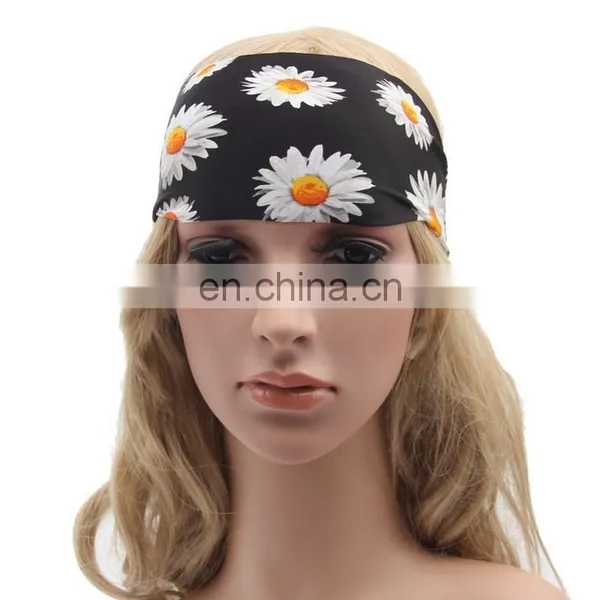 Girls Fashion Sports Coverd Elastic Yoga Spandex Fabric Hair Bands photo-5