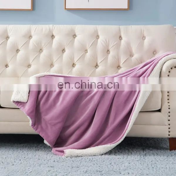 Chunky Camping Weighted Soild Llilac Colour Sherpa Blanket For Sale photo-3