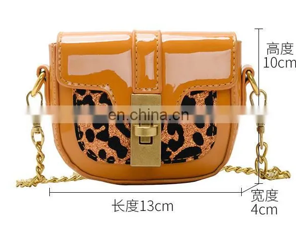 2020 Spring PU Leather Cross Body Handbag for Kids Girl Fashion Children Girl Leopard One-Shoulder Chain Bags photo-2
