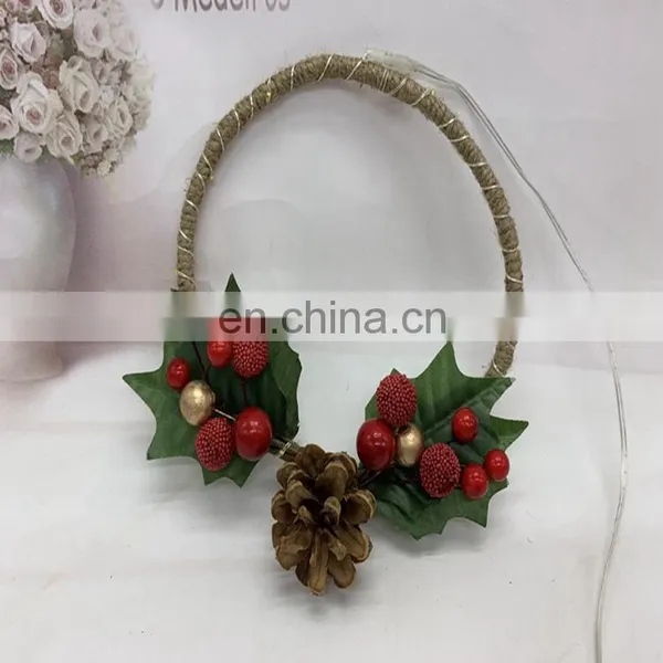 Christmas Pinecone/Cotton And Berry Wreath Copper Wire String Light photo-5