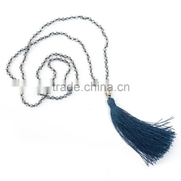 Wholesale 2016 Fashion Crystal Beads Necklace Buddha Head Smooth Tassel Pendant LY1602 photo-3