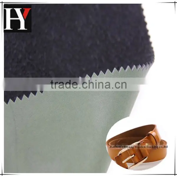 2015 Thick Brushed Pu Leather Raw Material For Belt Shoe Making With Flocked Fabric