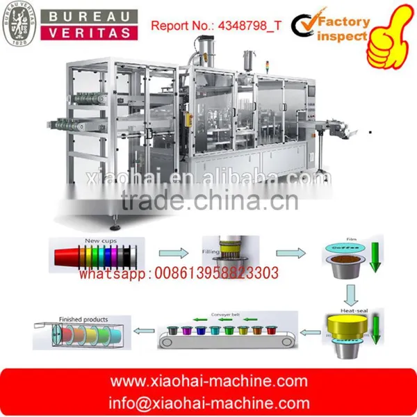 HAS VIDEO PLC Control Precision +- 0.2 g 1800cups/h High Speed K CuP Nespresso Coffee Capsule Filling And Sealing Machine photo-2