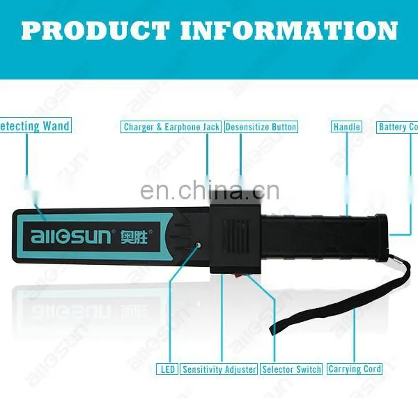 Allosun TS95 High Sensitivity Handheld Metal Detector Security Body Scanner Portable Person Scanner Wand Search LED photo-3
