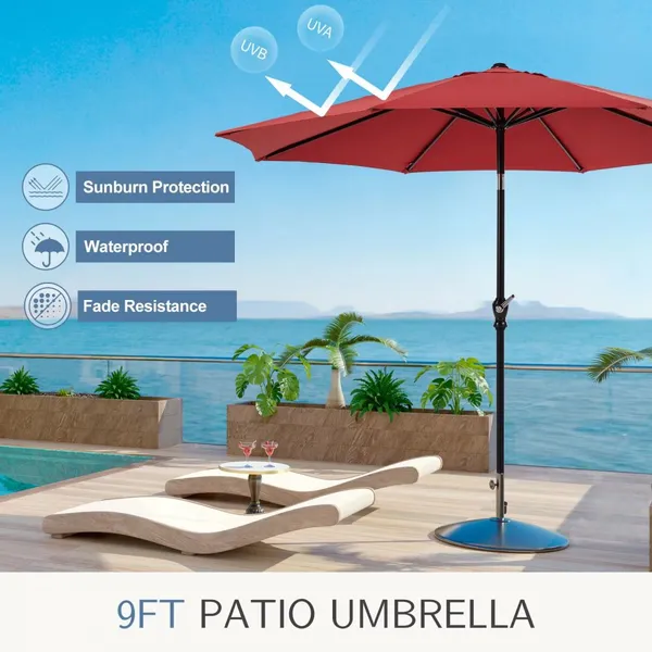 Windproof 9FT Garden Umbrella UPF50+ Polyester Tilt Crank Patio Outdoor Wholesale OEM Customized photo-3